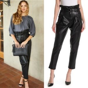 BLANK NYC Belted Paperbag Waist Vegan Pants Dark Secrets Black in Size 27 NWT